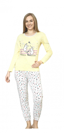 Femei - Pijama dama, confortabila si eleganta, galben
