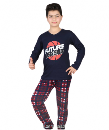 Pijamale copii - Pijamale pentru baieti, pantaloni lungi, maneca lunga, imprimeu text - Future legend