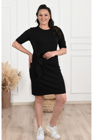 Rochie casual din material elastic, culoare neagra [1]