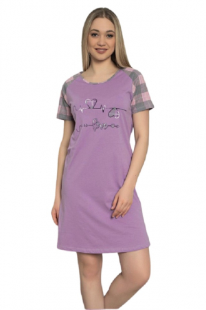 Rochii - Rochie de lungime medie cu maneci scurte, culoare violet