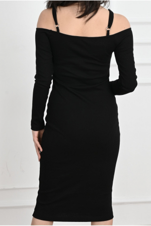 Rochie lasata pe umeri, culoare neagra, marime universala S-M-L [2]