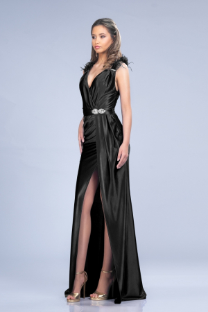 Femei - Rochie lunga de seara, fara maneci, culoare negru