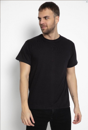 Model Rotund - Tricou barbati, imprimeu simplu - fara model, Negru