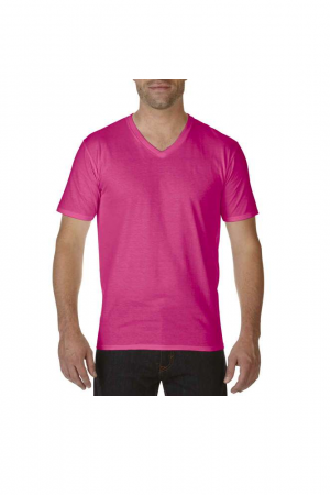 Model in V - Tricou cu decolteu in V pentru barbati, Rosu Fucsia