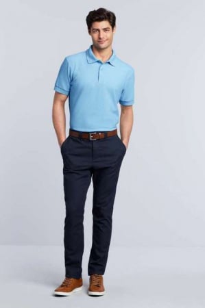 Model Polo - Tricou polo pentru barbati, material bumbac si elastan, culoare albastru deschis