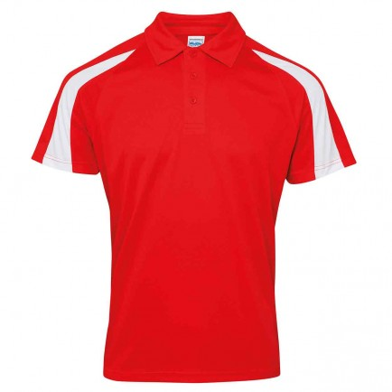 Tricou polo sport pentru barbati, cu insertii de culoare contrastanta pe maneci, rosu cu dungi albe [2]