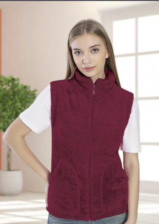 Femei - Vesta dama, textura cocolino, buzunare laterale, culoare visiniu