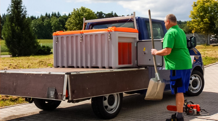 Cutie depozitare scule CEMBox 750 l cu usa laterala, gri-portocaliu [3]