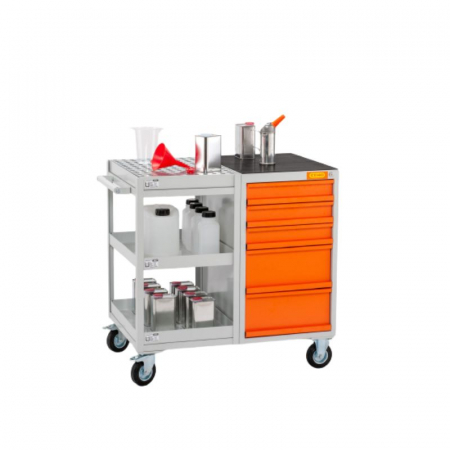 Produse - Carucior de atelier cu 5 sertare si 3 tavi de colectare