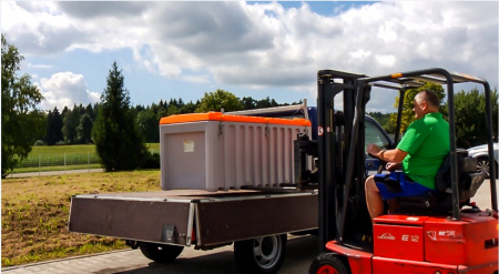 Cutie depozitare scule CEMBox 750 l cu usa laterala, gri-portocaliu [1]