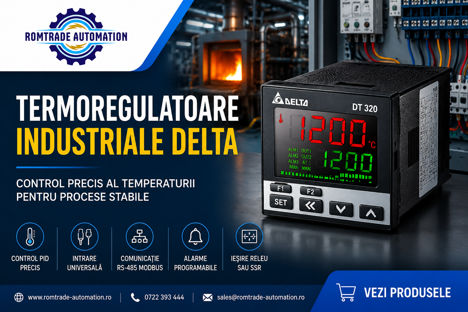 Termoregulatoare industriale Delta: control precis al temperaturii pentru utilaje, cuptoare si procese automate