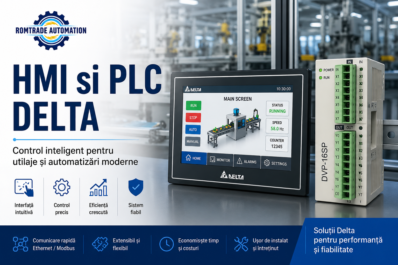 HMI si PLC Delta: cum transformi un utilaj simplu intr-un sistem automatizat inteligent