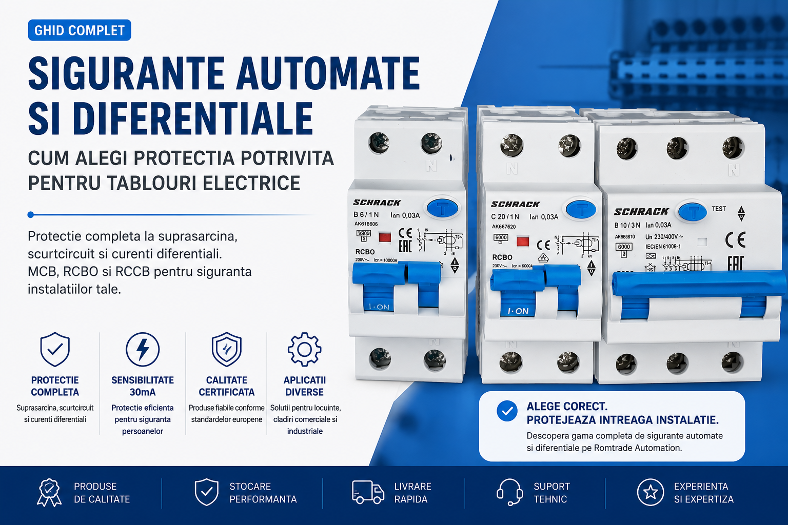 Sigurante automate si diferentiale: cum alegi protectia potrivita pentru tablouri electrice