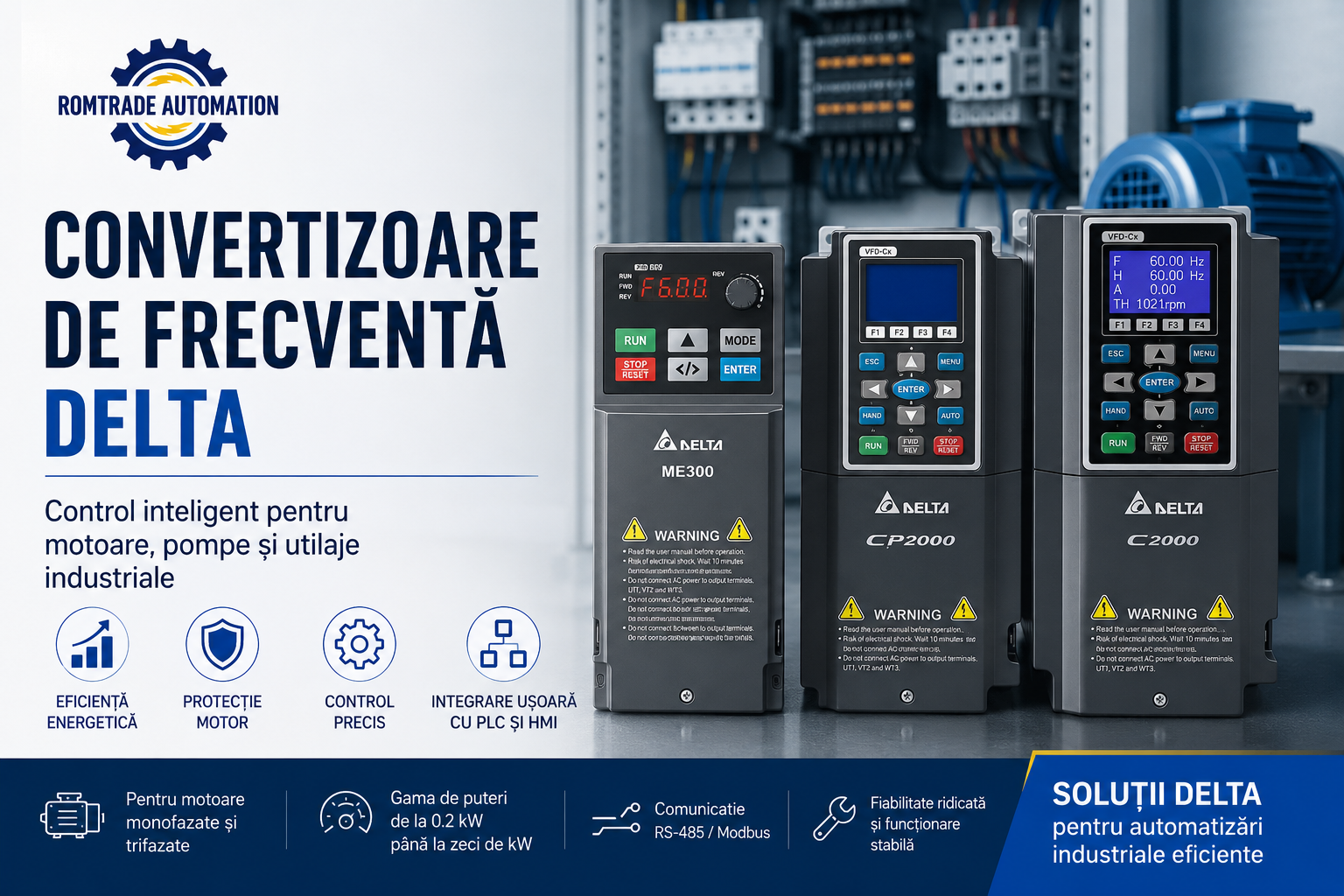 Convertizoare de frecventa Delta: cum reduci consumul si controlezi eficient motoarele industriale