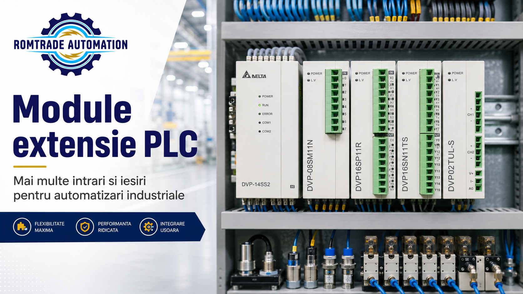 Module de extensie I/O pentru PLC Delta: cum extinzi rapid intrarile si iesirile intr-un tablou de automatizare