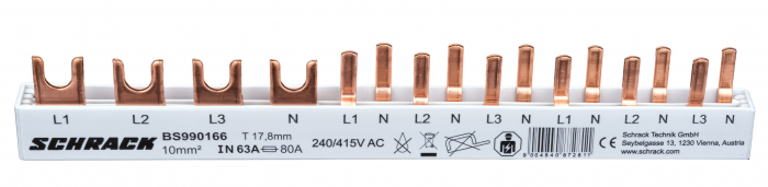 Busbar, 1xRCCB 4-pole, 1 MCB 3-pole, 5 MCB 1+N/1 MW, 12MW [1]