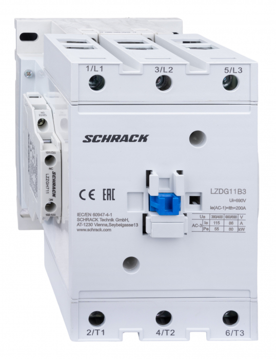 Contactor 3 poli, CUBICO Grand, 55kW, 115A, 1ND+1NI, 230V ca [1]