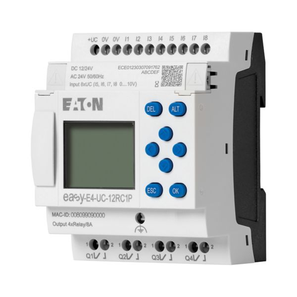 EASY-E4-UC-12RC1P, Releu de control easyE4, display, 12/24V DC, 24V AC, 8 intrari, 4 iesiri releu, terminale Push-in [1]