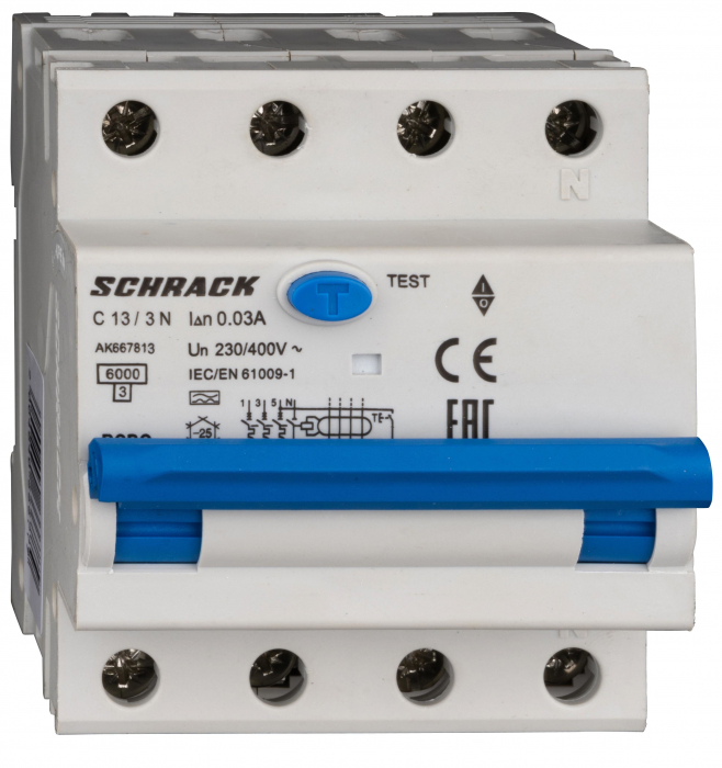 Intreruptor automat+dif. 3+N, AMPARO 6kA, C 16A, 30mA,tip A [1]