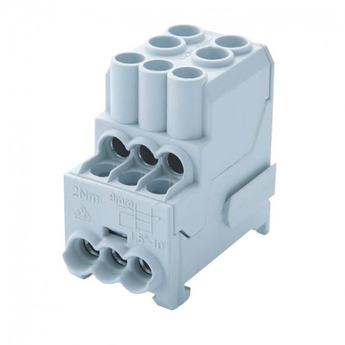 Main branch terminal, 1-pole,100A, in. 2x25mm², out.6x10mm² [1]
