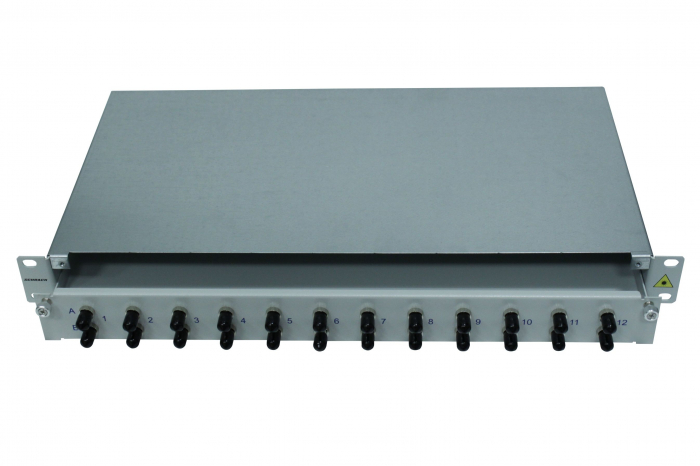 Patchpanel FO 19", 1UV, culisant, pentru 8 fibre, ST, MM [1]