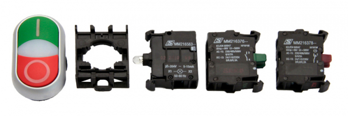 Set complet buton dublu rosu/verde 230V [1]