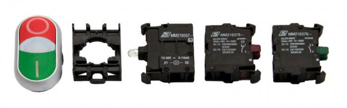Set complet buton dublu rosu/verde 24V [1]