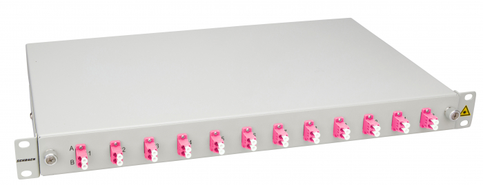 Splicebox, 12 fibre,LC,50/125µm OM4, culisant,19",1UV , ECO [1]