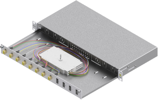 Splicebox, 16 fibre,LC,50/125µm OM2, culisant,19",1UV [1]
