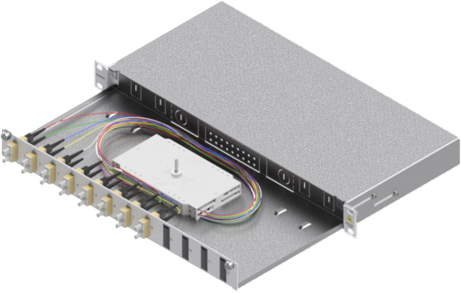 Splicebox, 16 fibre,SC,50/125µm OM2, culisant,19",1UV [1]