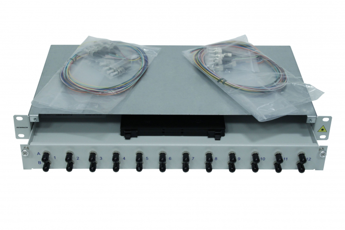 Splicebox, 4 fibre,ST,50/125µm OM2, culisant,19",1UV [1]