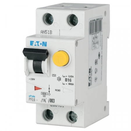 Sigurante automate - PFL6-16/1N/C/003, Siguranta automata RCBO, Poli: 1+N, Inom: 16A, Ires: 30mA, 230V AC, IP20