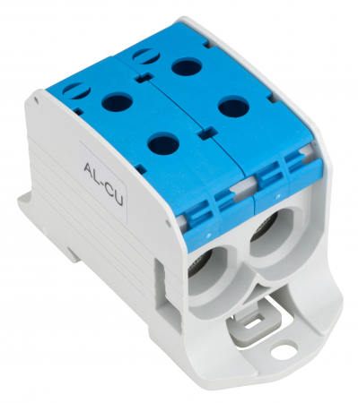 Echipamente Schrack - Clema dubla Al-Cu,1 p. albastru, 95mmp / 70mmp cu pin