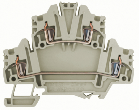 Echipamente Schrack - Clema dublu etajata, conex. elastica,HMD.2N,gri, 0,2-2,5 mm²
