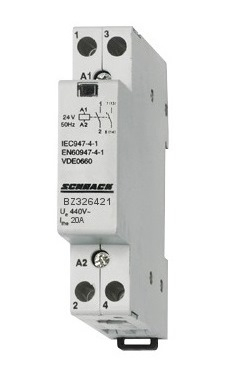 Echipamente Schrack - Contactor modular (1UH) 20A, 1 ND, 1 NC/24Vca seria AMPARO