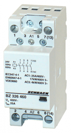 Actionari electrice - Contactor modular (2UH) 25A, 4 ND, 24Vca, seria AMPARO