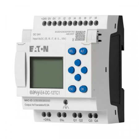 HMI/PLC - EASY-E4-DC-12TC1, Releu de control easyE4, display, 24V DC, 8 intrari, 4 iesiri tranzistor
