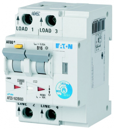 Sigurante automate - AFDD-16/2/C/003-A, Dispozitiv de protectie impotriva arcului electric, 2 poli, curba C, 16 A, 30 mA, tip A