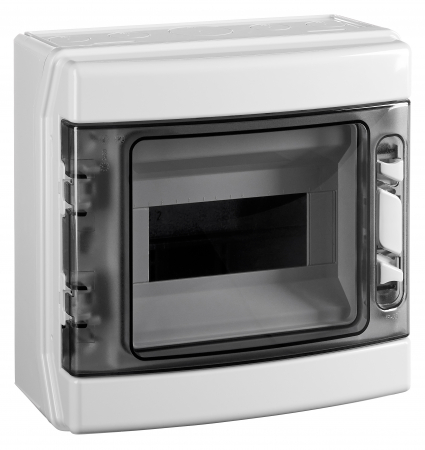 Tablou aparent - Dulap distrib. apl. IP65, 12U pe 1 rand, cu usa transparenta