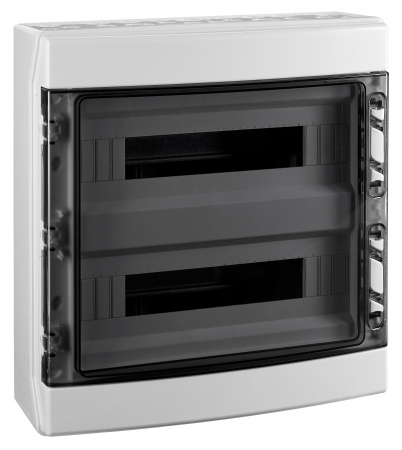 Tablou aparent - Dulap distrib. apl. IP65, 18U pe 1 rand, cu usa transparenta