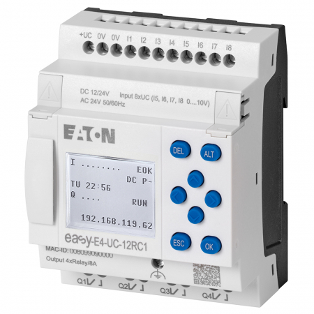 HMI/PLC - EASY-E4-AC-12RC1, Releu de control easyE4, display, 100-240V AC/DC, 8 intrari, 4 iesiri releu