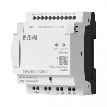 PLC - EASY-E4-DC-12TCX1, Releu de control easyE4, fara display, 24V DC, 8 intrari, 4 iesiri tranzistor