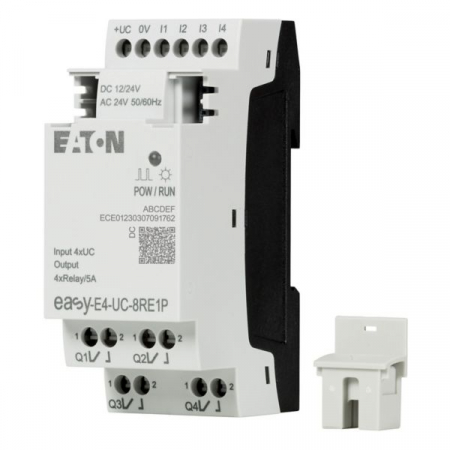 HMI/PLC - EASY-E4-UC-8RE1P, Modul de extensie pentru easyE4, 12/24V DC, 24V AC, 4 intrari, 4 iesiri releu, terminale Push-in