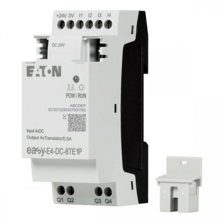 HMI/PLC - EASY-E4-DC-8TE1P, Modul de expansiune pentru easyE4, 24 V DC, 4 intrari, 4 iesiri tranzistori, terminale Push-in