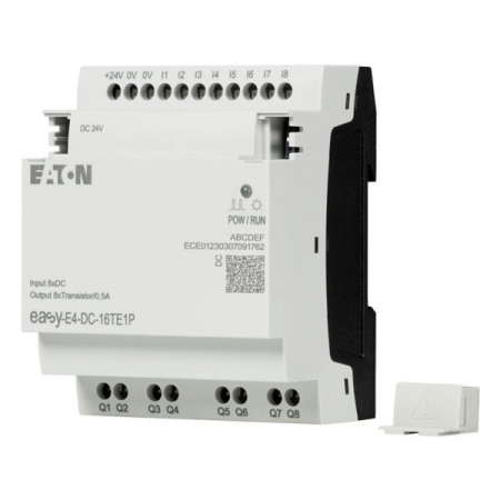 PLC - EASY-E4-DC-16TE1P, Modul de expansiune pentru easyE4, 24 V DC, 8 intrari, 8 iesri tranzistori, terminale Push-in