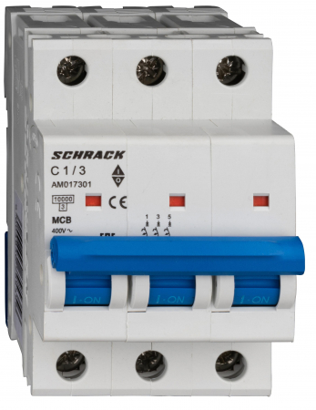 3 Poli - Intreruptor automat AMPARO 10kA, C 2A, 3 poli