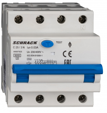 3 Poli + nul - Intreruptor automat+dif. 3+N, AMPARO 6kA, C 32A, 30mA,tip A