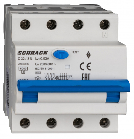 3 Poli + nul - Intreruptor automat+dif. 3+N, AMPARO 6kA, C 40A, 30mA,tip A