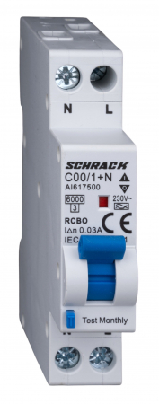 Sigurante automate - Intreruptor automat+dif., Tip A, C 20/003A,1+N un modul, 6kA
