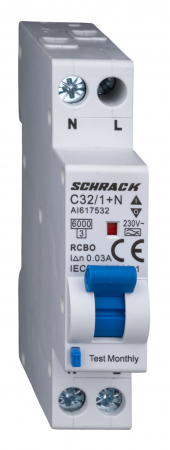 Sigurante automate - Intreruptor automat+dif., Tip A, C 40/003A,1+N un modul, 6kA